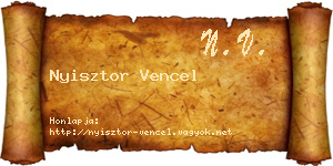 Nyisztor Vencel névjegykártya